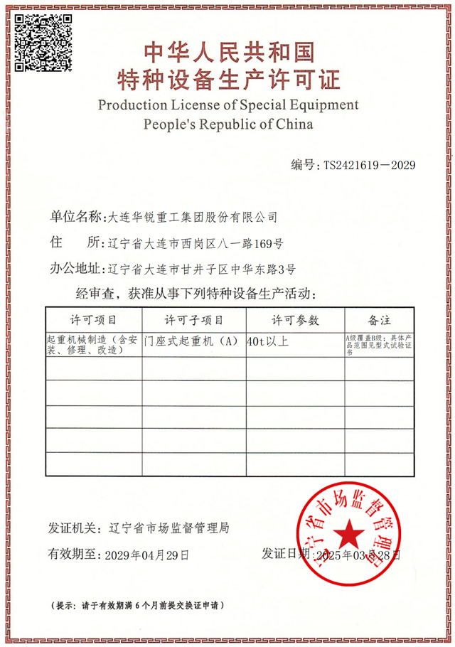 Special equipment manufacturing license (Class A covers Class B)